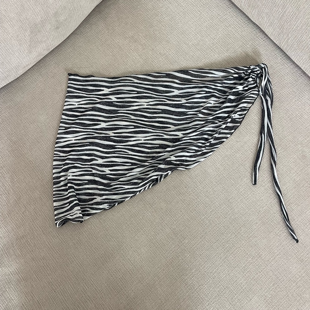 Black & White Zebra Print Bikini Wrap Skirt